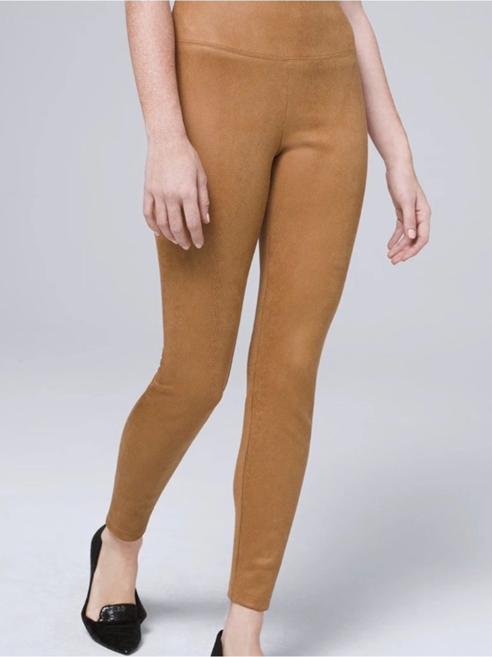 White House Black Market Women's High-Waist Faux Suede Leggings in Camel, 4